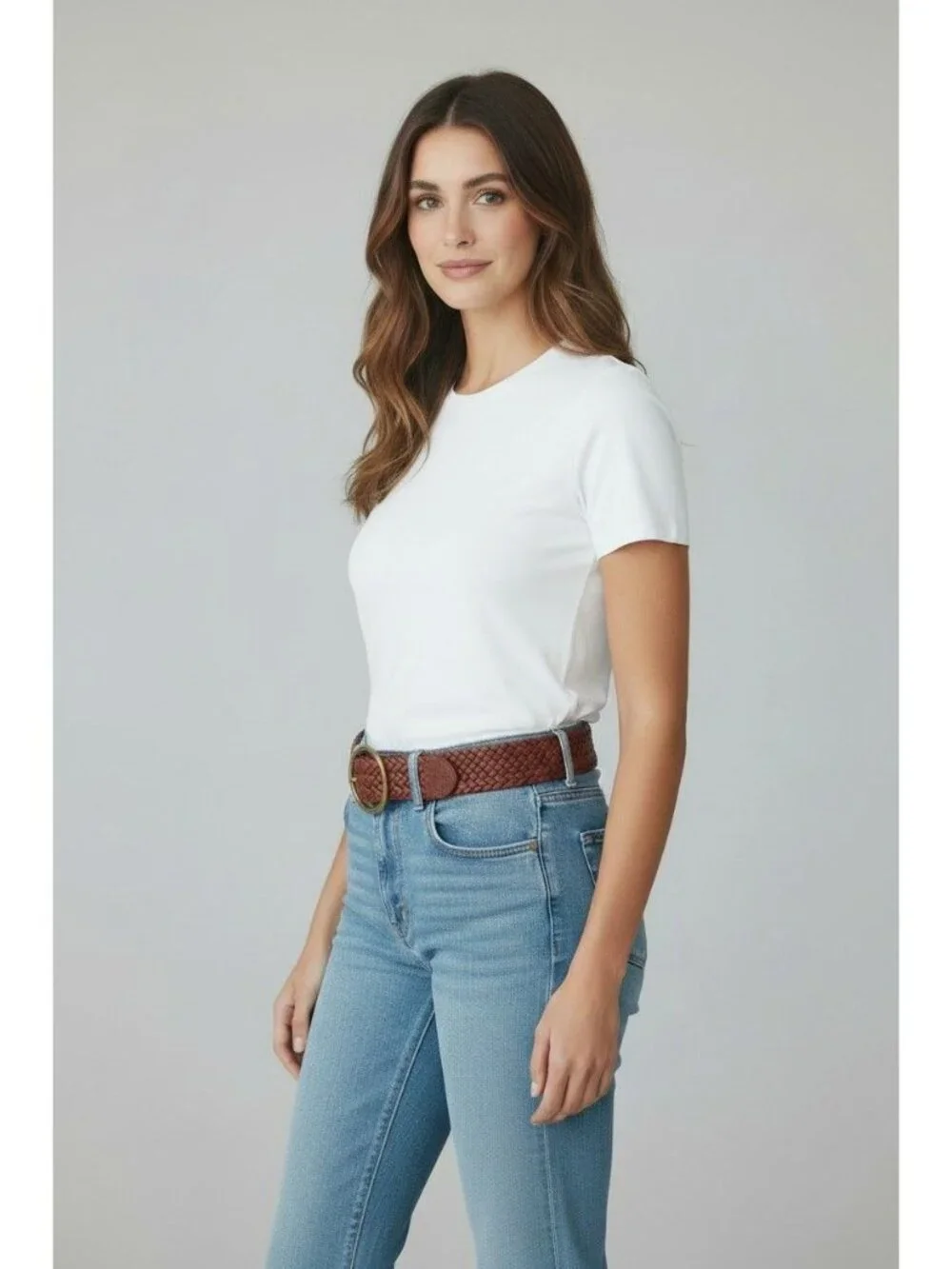 Patricia Nash Women's Braided Stitched Leather Belt Tan Size Small New with Tags